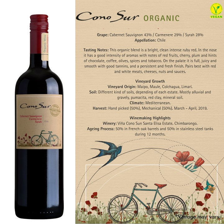 Cono Sur Organic Cabernet Sauvignon Carmenere Syrah - Red Wine 2020
