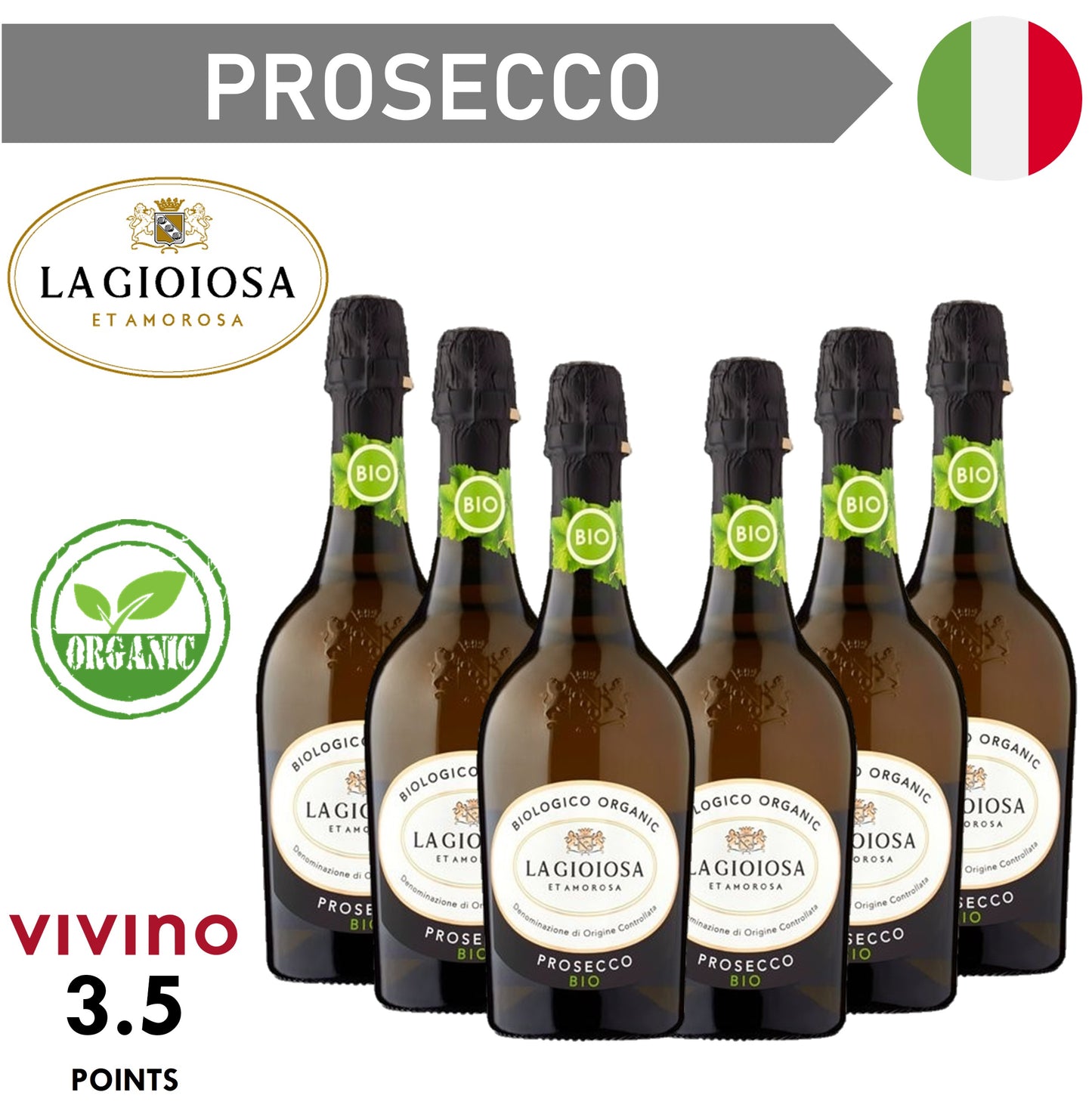 La Gioiosa Organic Prosecco - Sparkling Wine - Case6