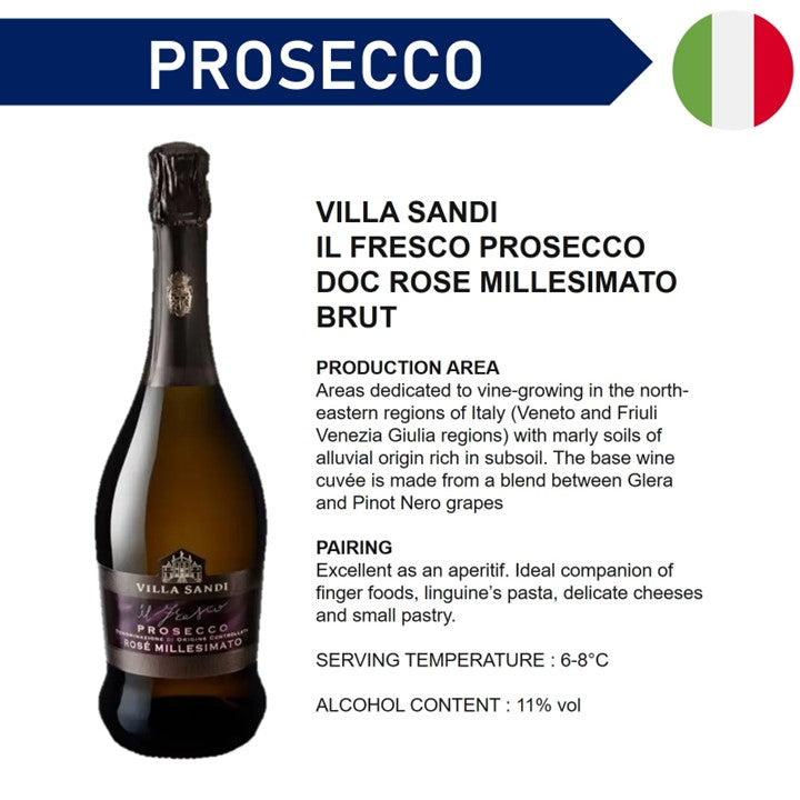 Villa Sandi Il Fresco Prosecco DOC Rose Millesimato Brut - Sparkling Wine 2024