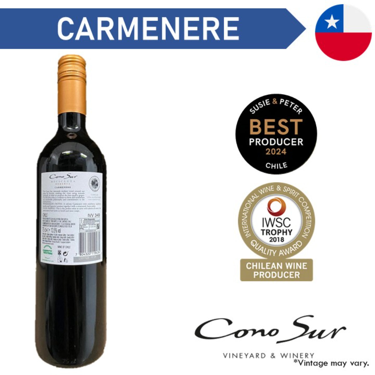 Cono Sur Bicicleta Reserva Carmenere - Red Wine - Case6