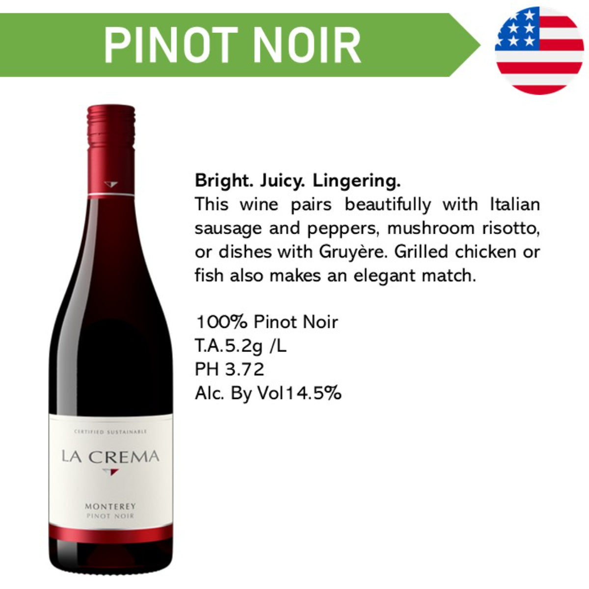 La Crema Monterey Coast Pinot Noir - Red Wine 2023