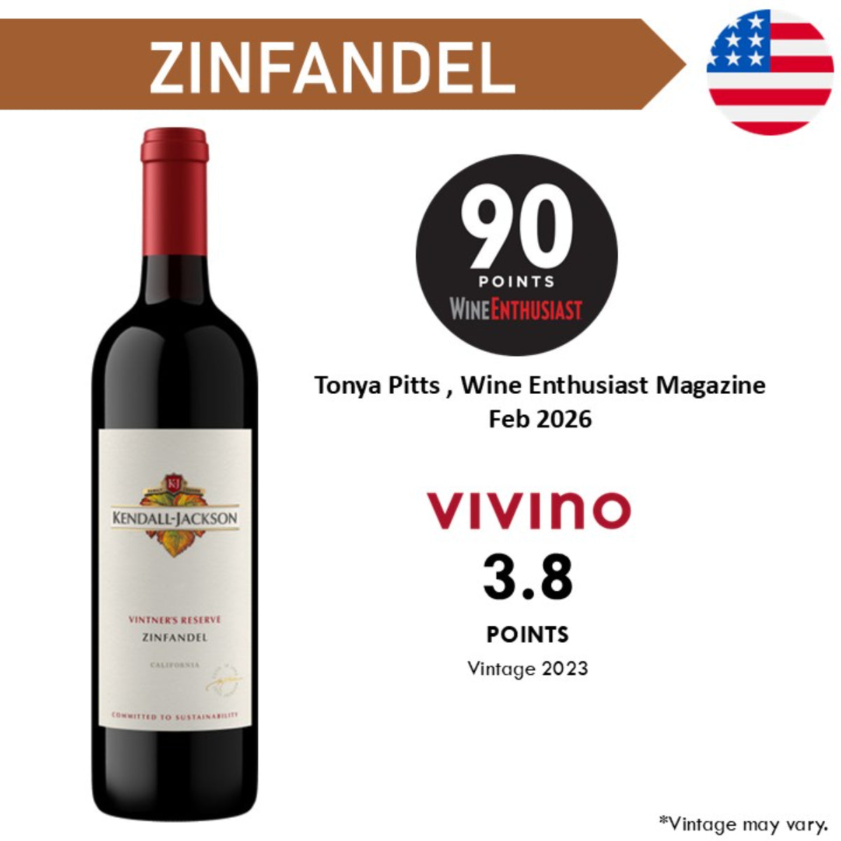 Kendall Jackson Vintner's Reserve Zinfandel - Red Wine 2023