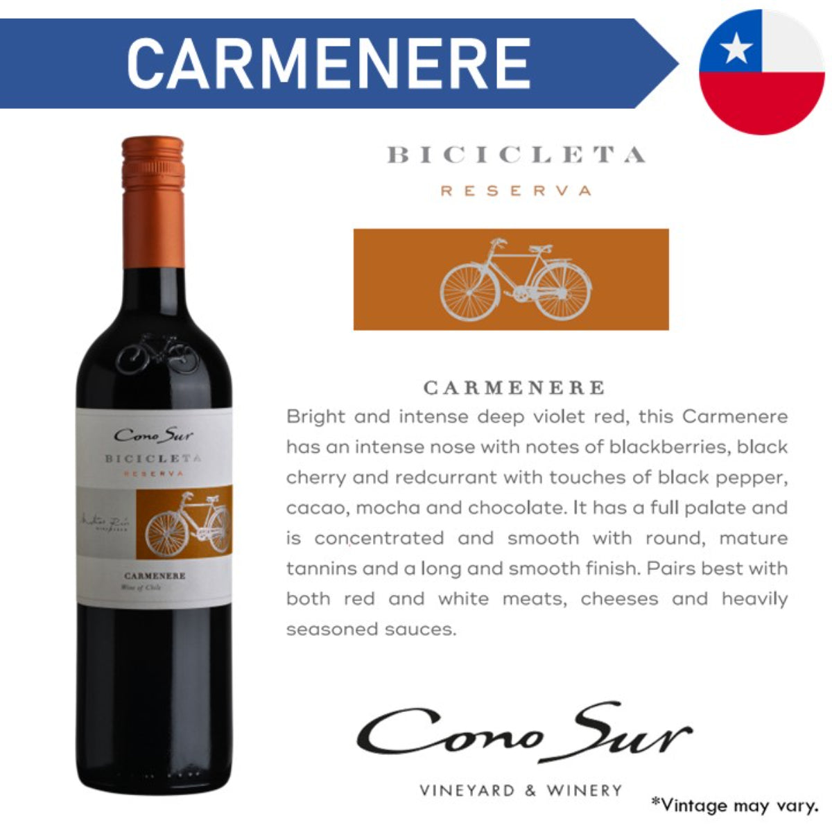 Cono Sur Bicicleta Reserva Carmenere - Red Wine - Case6