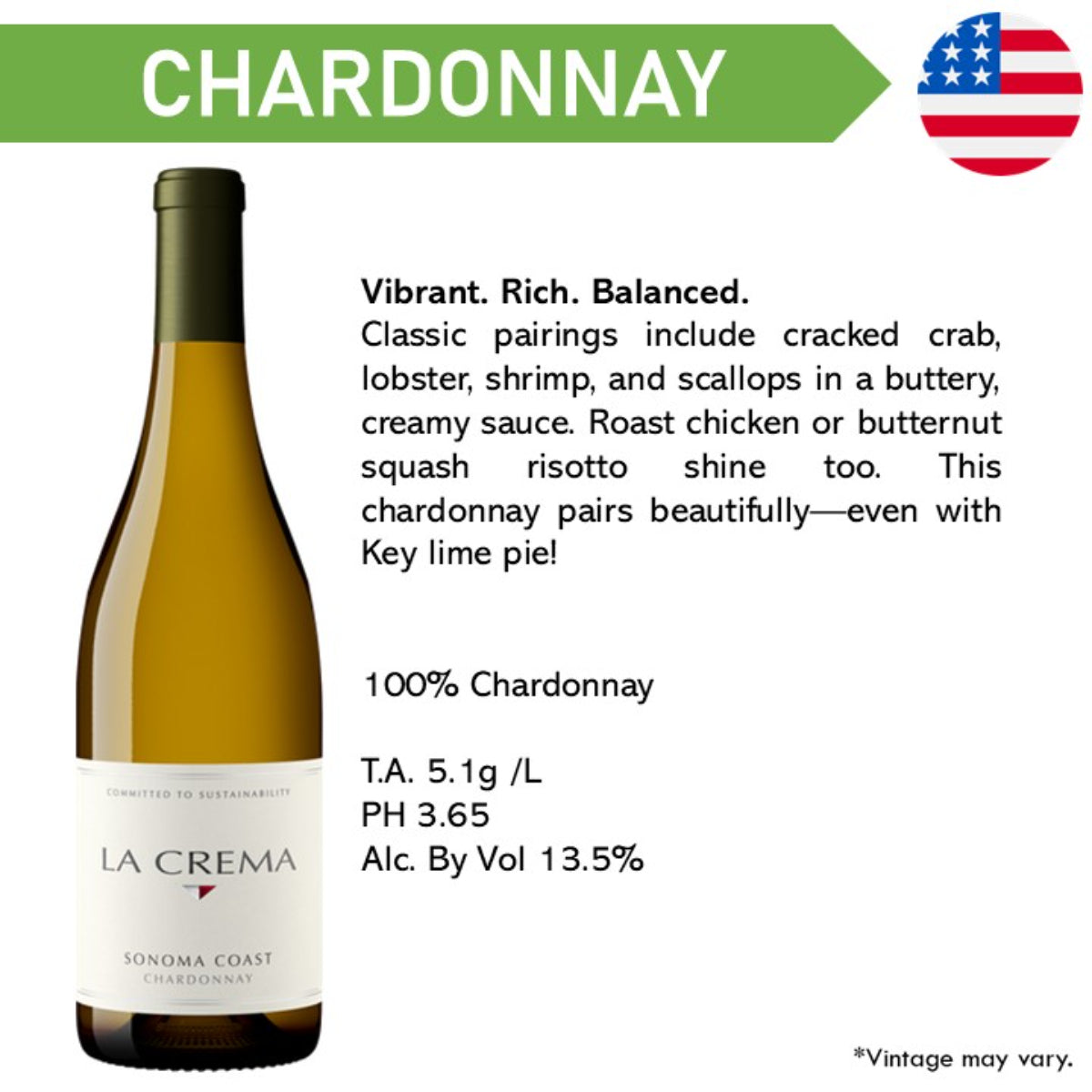 La Crema Sonoma Coast Chardonnay - White Wine 2023