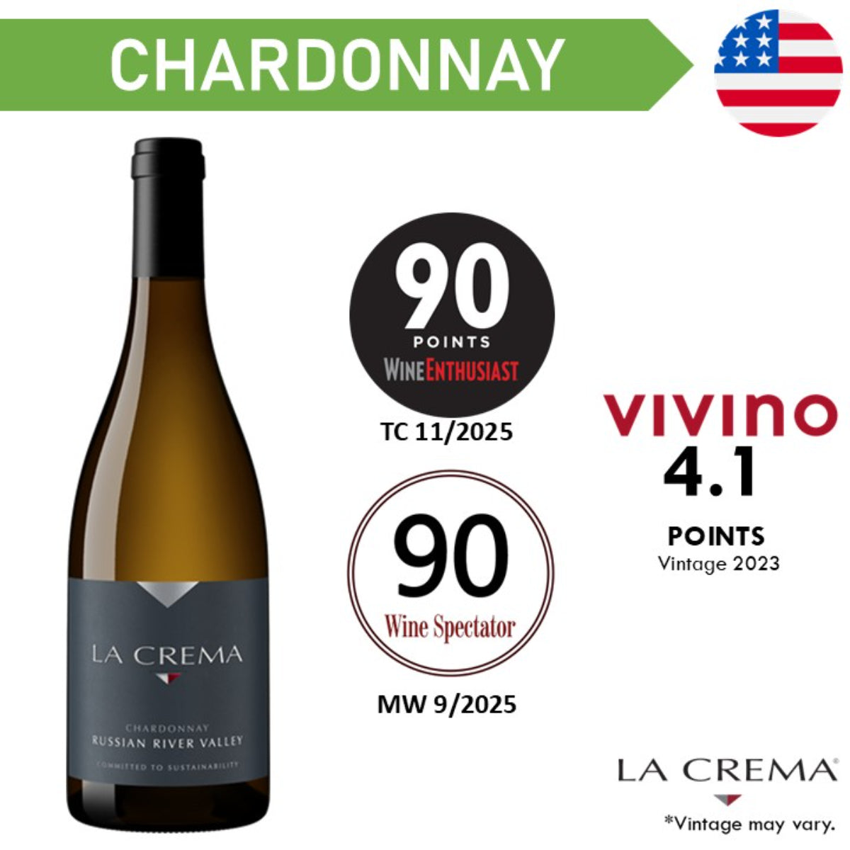 La Crema Russian River Chardonnay - White Wine 2023