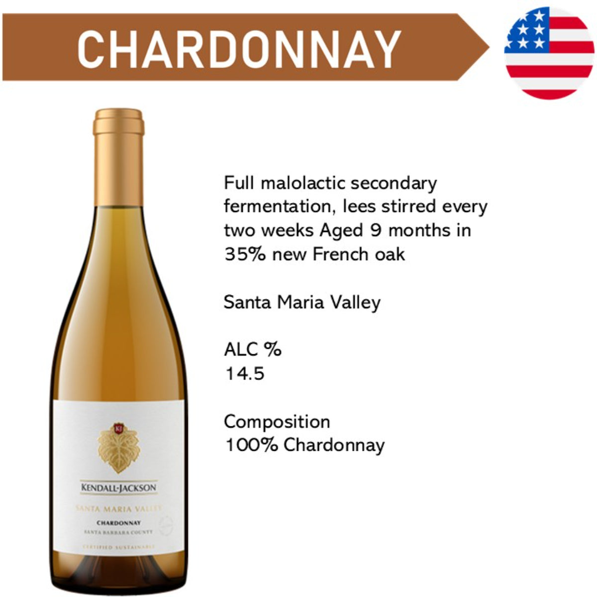 Kendall Jackson Santa Maria Chardonnay - White Wine 2018