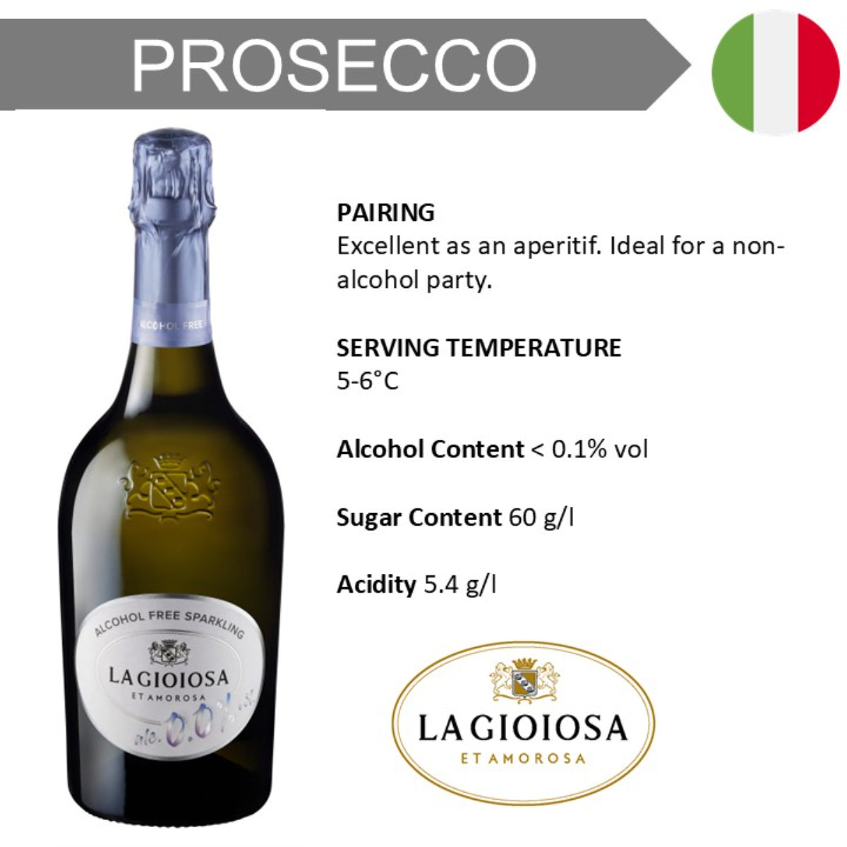 La Gioiosa Sparkling Alcohol Free NV 750ml - Case6