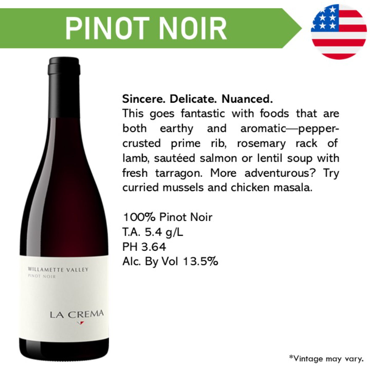 La Crema Oregon Willamette Valley Pinot Noir - Red Wine 2022