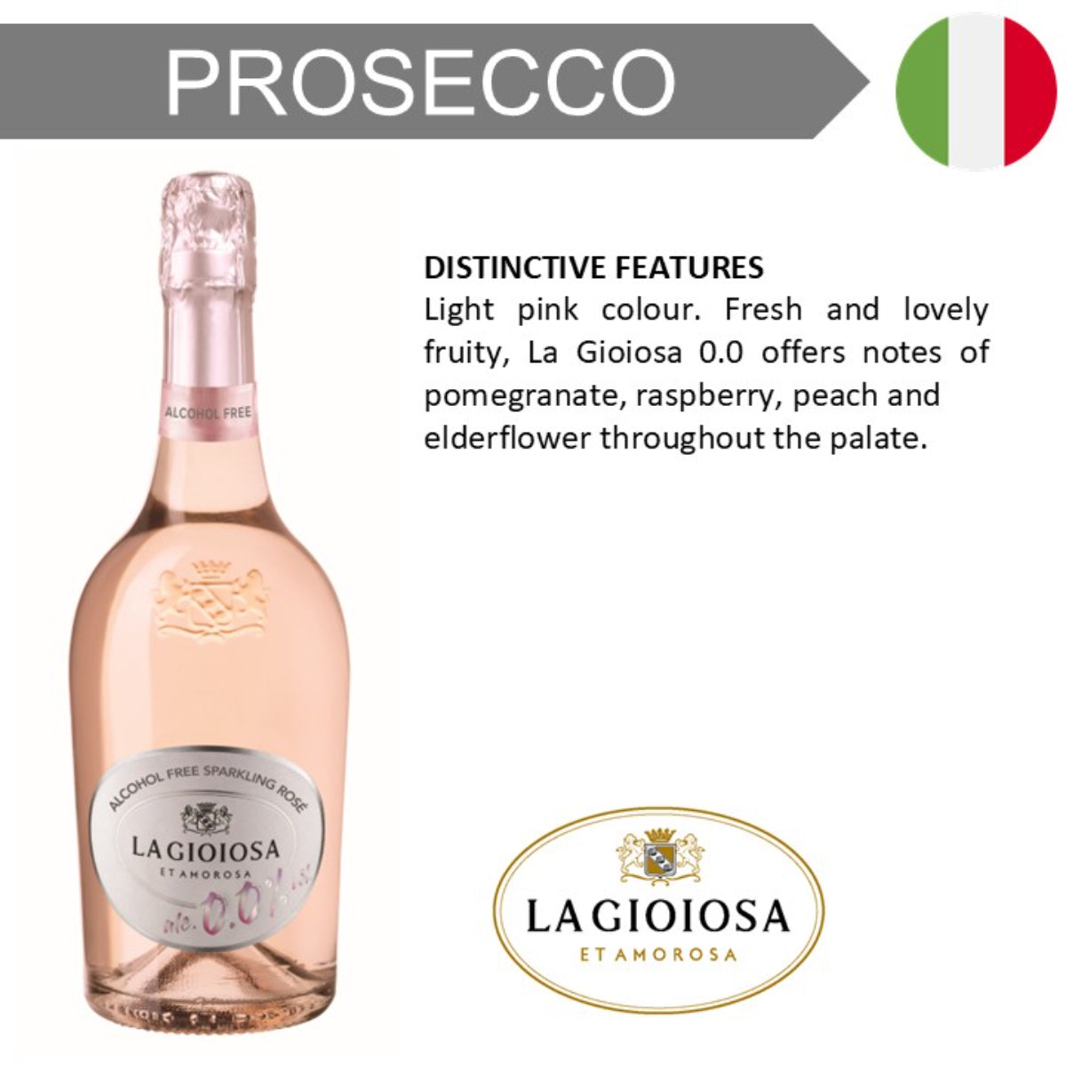 La Gioiosa Rose Sparkling Alcohol Free NV 750ml - Case6
