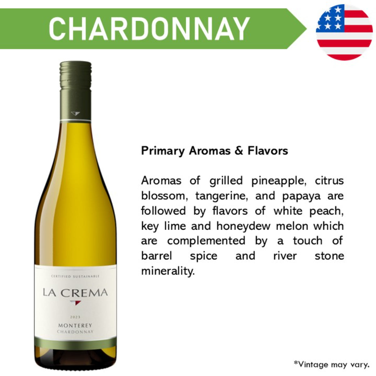 La Crema Monterey Coast Chardonnay - White Wine 2023